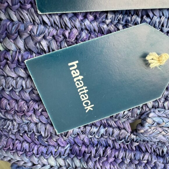 NWT Hat Attack Mimi Crossbody in Denim // Raffia Straw Summer Mini Bag - Picture 8 of 10